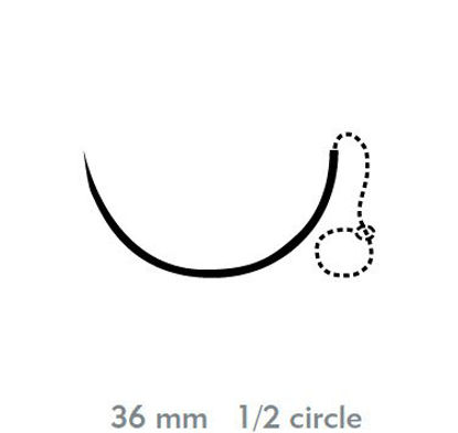 Picture of Suture with Needle Quill™ Variable Loop Device, Monoderm™ Absorbable Uncoated Violet Suture Barbed Monofilament Polyglycolic Acid / PCL Size 0 20 cm Suture 1-Needle 36 mm Length 1/2 Circle Taper Point NeedleVLM-1025
