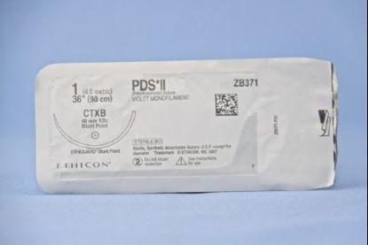 Picture of Suture with Needle PDS™ II Absorbable Uncoated Violet Suture Monofilament Polydioxanone Size 1 36 Inch Suture 1-Needle 48 mm Length 1/2 Circle Blunt Point NeedleZB371