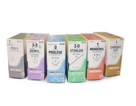 Picture of Suture with Needle Absorbable Uncoated Undyed Suture Chromic Gut Size 1 36 Inch Suture 1-Needle 40 mm Length 1/2 Circle Taper Point Needle915H