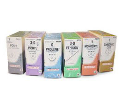 Picture of Suture with Needle Absorbable Uncoated Undyed Suture Chromic Gut Size 1 36 Inch Suture 1-Needle 40 mm Length 1/2 Circle Taper Point Needle915H