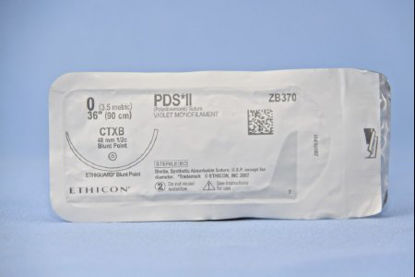 Picture of Suture with Needle PDS™ II Absorbable Uncoated Violet Suture Monofilament Polydioxanone Size 0 36 Inch Suture 1-Needle 48 mm Length 1/2 Circle Blunt Point NeedleZB370