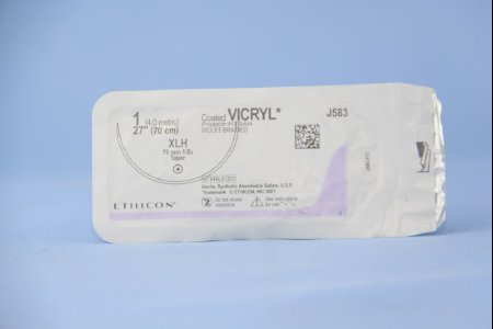 Picture of Suture with Needle Coated Vicryl™ Absorbable Coated Violet Suture Braided Polyglactin 910 Size 1 27 Inch Suture 1-Needle 70 mm Length 1/2 Circle Taper Point NeedleJ583G