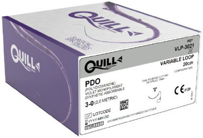 Picture of Suture with Needle Quill™ Knotless Tissue-Closure Device, Monoderm™ Absorbable Uncoated Violet Suture Barbed Monofilament PDO (Polydioxanone) Size 3 - 0 20 cm Suture 1-Needle 13 mm Length 3/8 Circle Reverse Cutting NeedleVLP-3021