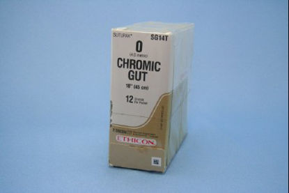 Picture of Suture without Needle SUTUPAK™ Chromic Gut Absorbable Size 0 18 Inch SutureSG14T