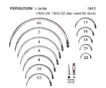 Picture of Suture Needle Anchor™ 1/2 Circle Taper Point Needle Ferguson Type Size 16 Needle1842-16R