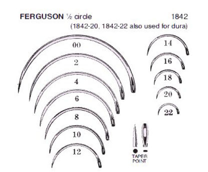 Picture of Suture Needle Anchor™ 1/2 Circle Taper Point Needle Ferguson Type Size 16 Needle1842-16R