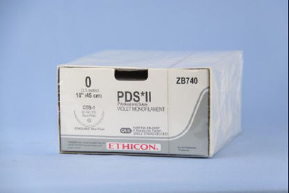 Picture of Suture with Needle PDS™ II Absorbable Uncoated Violet Suture Monofilament Polydioxanone Size 0 18 Inch Suture 1-Needle 36.4 mm Length 1/2 Circle Blunt Point NeedleZB740