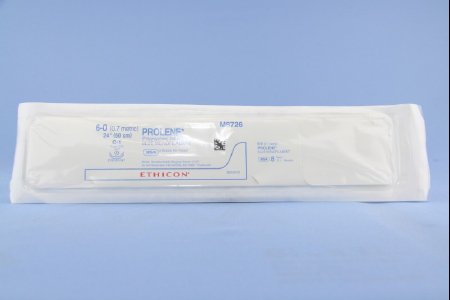 Picture of Suture with Needle Prolene™ Nonabsorbable Uncoated Blue Suture Monofilament Polypropylene Suture Size 6 - 0 24 Inch Suture Double-Armed 12 mm Length 3/8 Circle Taper Point NeedleM8726