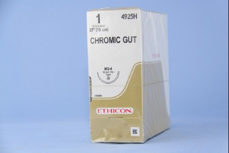 Picture of Suture with Needle Absorbable Uncoated Undyed Suture Chromic Gut Size 1 27 Inch Suture 1-Needle 36.4 mm Length 1/2 Circle Taper Point Needle4925H