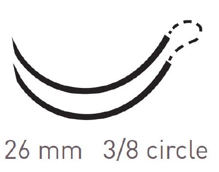 Picture of Suture with Needle Quill™ Knotless Tissue-Closure Device Absorbable Uncoated Violet Suture Barbed Monofilament PDO (Polydioxanone) Size 2 - 0 7 cm Suture Double-Armed 26 mm Length 3/8 Circle Diamond Point NeedleRA-1016Q