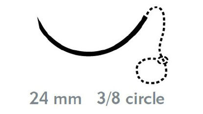 Picture of Suture with Needle Quill™ Variable Loop Device, Monoderm™ Absorbable Uncoated Violet Suture Barbed Monofilament Polyglycolic Acid / PCL Size 2 - 0 20 cm Suture 1-Needle 24 mm Length 3/8 Circle Precision Reverse Cutting NeedleVLM-1023