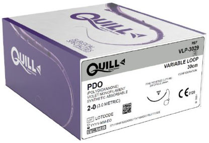 Picture of Suture with Needle Quill™ Knotless Tissue-Closure Device, Monoderm™ Absorbable Uncoated Violet Suture Barbed Monofilament PDO (Polydioxanone) Size 2 - 0 30 cm Suture 1-Needle 24 mm Length 3/8 Circle Reverse Cutting NeedleVLP-3029
