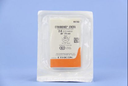 Picture of Suture with Needle Ethibond Nonabsorbable Coated Green Suture Braided Polyester Size 2 - 0 30 Inch Suture Double-Armed 22 mm Length 1/2 Circle Taper Point NeedleMX763