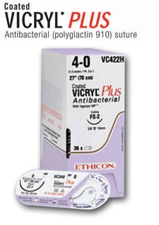 Picture of Antibacterial Suture-Ligating Reel Coated Vicryl™ Plus Braided Polyglactin 910 with Irgacare MP Antibacterial Suture Absorbable Coated Size 2 - 0 54 Inch SutureVCP286G