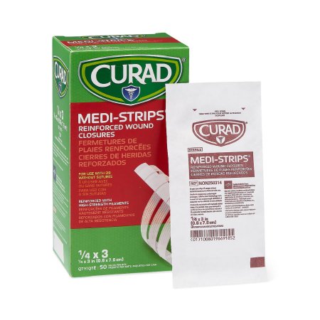 Picture of Skin Closure Strip Medi-Strips® 1/4 X 3 Inch Nonwoven Material Reinforced Strip WhiteNON250314