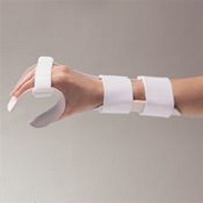 Picture of Functional Position Hand Splint with Strap Kit Rolyan® Deluxe Preformed Thermoplastic Right Hand White Small70831201