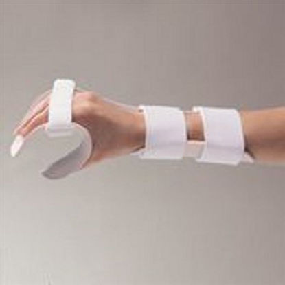 Picture of Functional Position Hand Splint with Strap Kit Rolyan® Deluxe Preformed Thermoplastic Right Hand White Small70831201