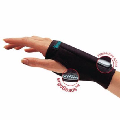 Picture of Wrist Brace with Thumb Support Smart Glove™ Standard Cotton / ergoBeads™ / Lycra® / Plastic Left or Right Hand Black Large953004