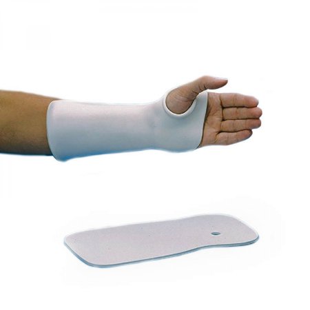 Picture of Splinting Material with Thumb Hole Rolyan® Polyflex II™ Wrist Cock-Up / Solid 1/8 Inch Thick / 3-1/2 to 4-1/4 Inch MCP Width Thermoplastic WhiteA160320