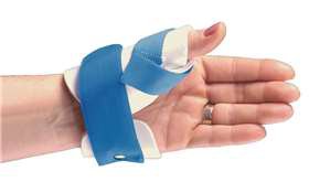Picture of Thumb Splint AliMed® Freedom® Low Profile ThumbKeeper™ Adult Medium Hook and Loop Strap Closure Blue / White5104
