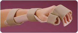 Picture of Resting Pan Mitt Hand / Wrist Splint with Strapping Rolyan® Preformed Thermoplastic Left Hand Beige SmallA76419