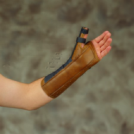 Picture of Wrist / Forearm Brace With Abducted Thumb DeRoyal® Suede Leatherette Right Hand Brown Large5008-04