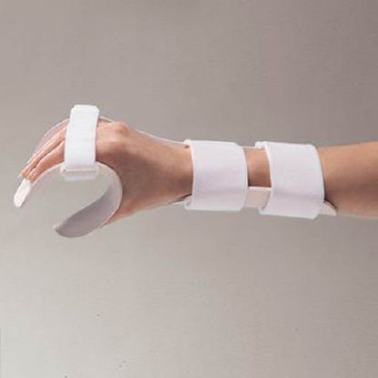 Picture of Functional Position Hand Splint with Strap Kit Rolyan® Deluxe Preformed Thermoplastic Left Hand White Small70831202
