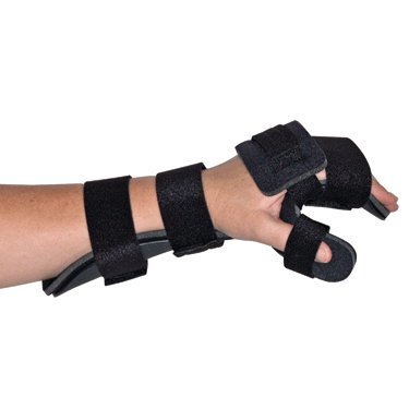 Picture of Resting Hand Orthosis with Neutral Thumb Contoured Kydex® Thermoplastic / OrthoWick Left Hand Black Medium36NTRHO-M-L