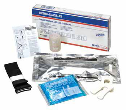 Picture of Ankle Sprain Management Kit Ortho-Glass® AS Includes: Small/Medium Custom-moldable Brace, Ice Pack, Elastic Bandage, U-shaped Ankle Foam Cushions, Rehab Straps, Instruction Leaflet58000013