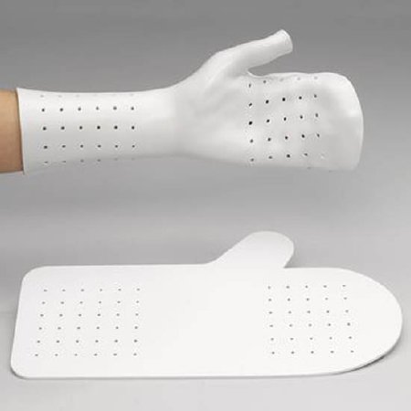 Picture of Resting Pan Mitt Hand Splint Rolyan® Ezeform® Pre-Cut / Solid Ezeform® Left or Right Hand White SmallA762SE