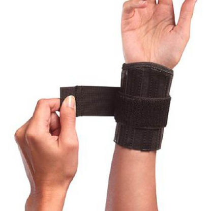 Picture of Wrist Support Mueller® Wraparound Fabric / Steel Left or Right Hand Black One Size Fits Most55115301