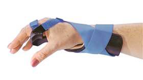 Picture of Ulnar Deviation Wrist Splint Alimed® Long Right Hand Black / Blue Small5209/NA/RS