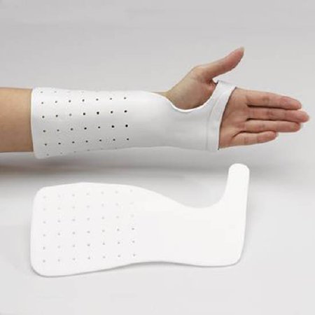Picture of Splinting Material Rolyan® Polyform™ Radial Bar Wrist Cock-Up / Solid 1/8 Inch Thick / 3-1/2 to 4-1/2 Inch MCP Width Thermoplastic WhiteA1721P