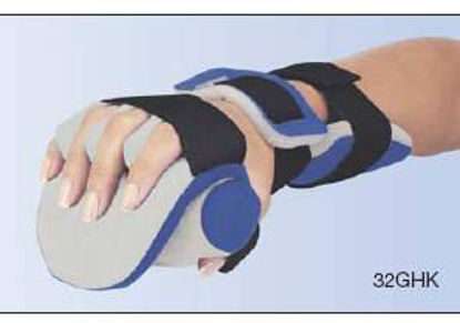 Picture of Geriatric Hand Orthosis with Finger Separators Contoured Thermoplastic Right Hand Black / Blue / Gray Medium32GHK-M-R