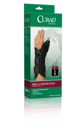 Picture of Wrist / Forearm Splint with Abducted Thumb Curad® Foam / Nylon Left Hand Black LargeORT18210LLD