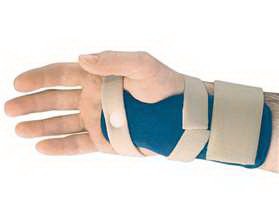 Picture of Resting Wrist / Handt Brace AilMed® Lite Night™ CTS Aluminum / Fabric / Foam Left or Right Hand Beige / Blue Small / Medium51078