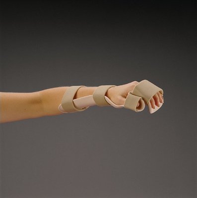 Picture of Resting Pan Mitt Hand / Wrist Splint with Strapping Rolyan® Preformed Thermoplastic Right Hand White LargeA7646