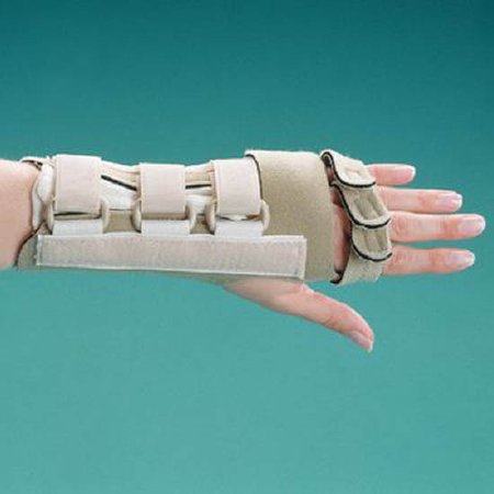Picture of Wrist Brace with Finger Straps Rolyan® In-Line™ Neoprene / Aquaplast-T Left Hand Beige LargeA679007